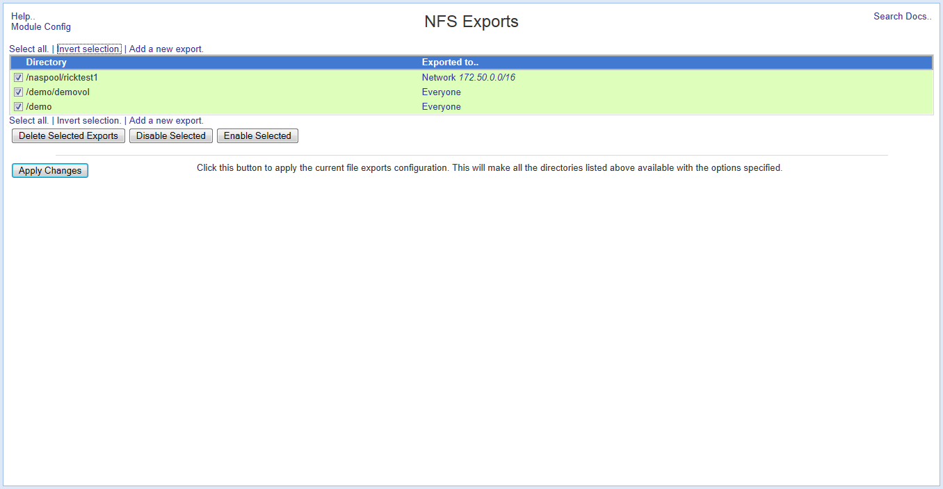 2. NFS Exports tab