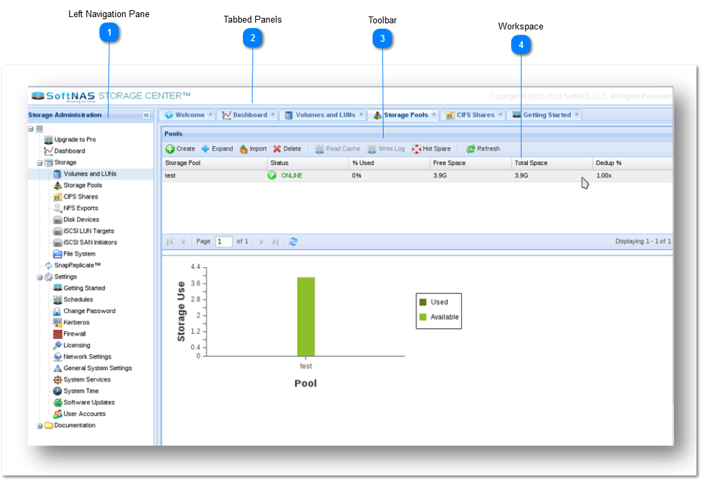 Basics of SoftNAS Interface