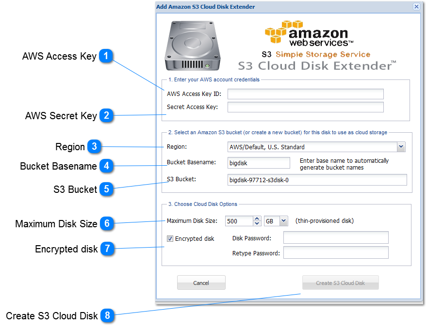 Add S3 Cloud Disk